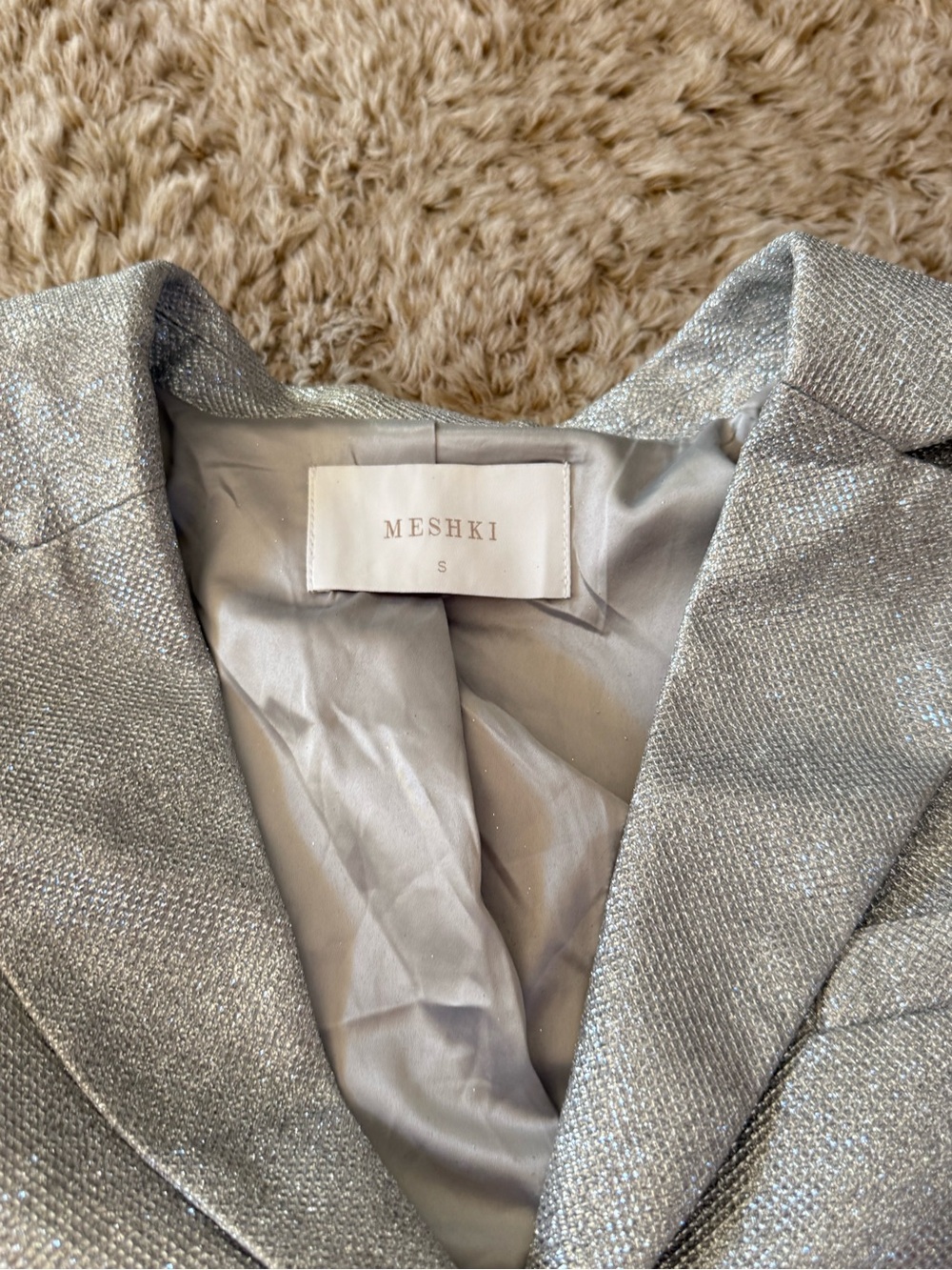 Meshki Silver Cropped Glitter Blazer Jacket - Picture 3 of 3